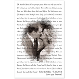 Lyrics Song -- Poster/ 11''x17'' -- Tyler & Nikki 7.21.2012