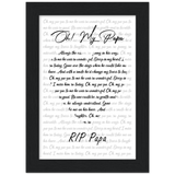 Lyrics -- RIP Papa (Oh my papa) -- Black framed 5x7 -- Gelato