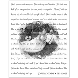 Lyrics Song -- Poster/ 8''x10'' -- Josh & Mindy 08/14/2021