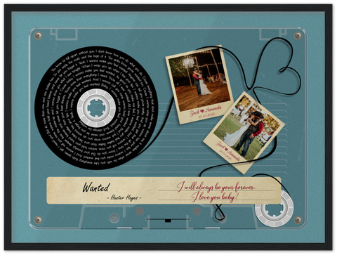 Cassettes-Tape Prints -- Black Framed 18”x24” -- Zack and Amanda
