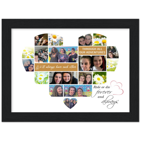 Photo Collages Heart -- Black Framed poster / 6”x8” -- Through all our adventures