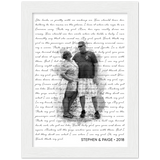 Music Lyrics Song -- White Framed  6”x8” -- Stephen & Paige