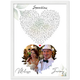 Music Lyrics Song -- White framed  12"x16" -- Melissa & Jeremy