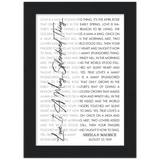 Lyrics Song -- Black Framed poster / 5”x7” -- Sheila & Maurice  August 23, 1969