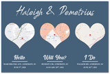 Map poster -- Haleigh & Demetrius  -- 24''x36'' -- Gelato