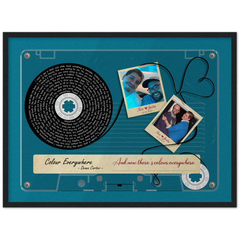 Cassette -- Tazz & Justin 12/16/2017 -- Black framed 18x24 -- Gelato