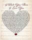 Music Lyrics Song -- 8''x 10'' --  I hate you