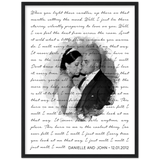 Lyrics -- Danielle and John 12.01.2012 -- Black framed 18x24 -- Gelato