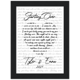Lyrics -- Tyler & Emma 2021 -- Black framed 6x8 -- Gelato