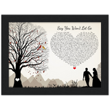 Lyrics Song -- Black Framed poster / 6”x8” -- Say You Won't Let Go (James Authur)