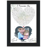 Lyrics -- Erich and Carrie 8.29.2020 -- Black Framed poster / 5”x7” -- Gelato