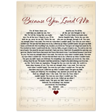 Lyrics -- Because You Loved Me -- 5x7 -- Gelato