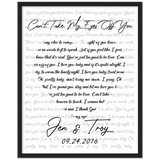 Music Lyrics Song -- Black framed 16"x20" -- Jen & Troy