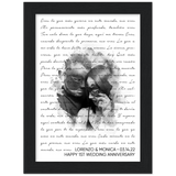 Lyrics -- Lorenzo & Monica 03.14.22 -- Black framed 6x8 -- Gelato