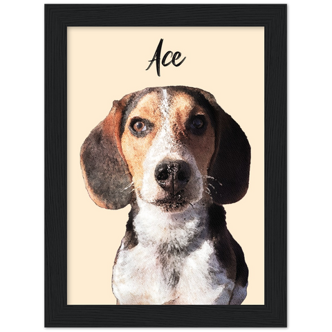 Dog Portrait -- Black Framed poster / 6”x8” -- Ace