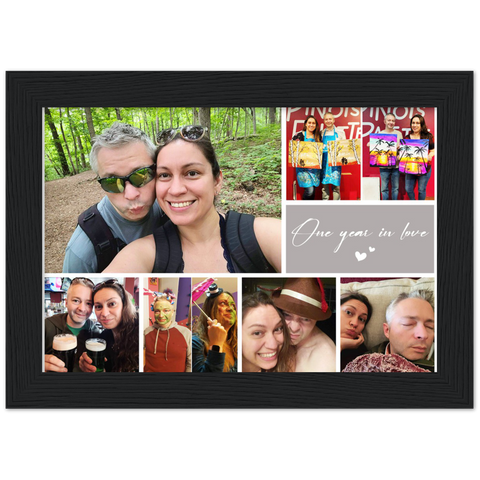 Poster -- One year in love -- Black framed 7x5 -- gelato
