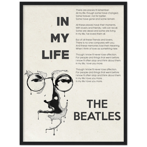 Singers poster --  In My Life -- Black frame 28x24 -- Gelato