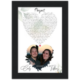 Lyrics -- Cody & Tiffany 12-13-2019 -- Black framed 5x7 -- Gelato