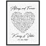 Music Lyrics Song -- Black Framed 18”x24” -- Kenny and Vikki