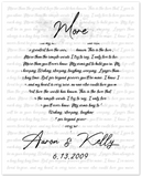 Music Lyrics Song -- Unframed  8''x10'' -- Aaron & Kelly