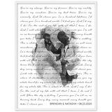 Music Lyrics Song -- White framed  24"x 32" -- Brendan & Natasha