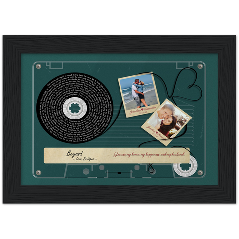 Cassettes-Tape Prints --  Black Framed 5”x7” -- Jonathan & Samantha