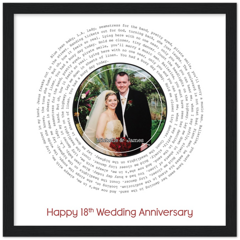 Song Record -- Black Framed Square/ 12''x12'' -- James & Michelle