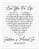 Music Lyrics Song -- Unframed 8''x10'' --  Jalutnee & Michael Jr