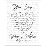 Lyrics Song -- Poster/ 8''x10'' -- Peter & Melissa  July 7, 2012
