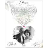 Music Lyrics Song -- Unframed 8''x 10'' -- Marl& Gina