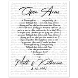 Music Lyrics Song -- Unframed 8''x10'' -- Matt and Katherine