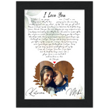 Music Lyrics Song -- Black Framed 5”x7” -- Mike & Katrina