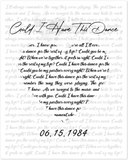Music Lyrics Song -- Unframed 8''x10'' -- Could I have this dance