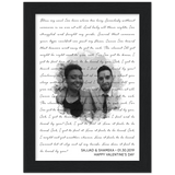 Lyrics Song -- Black Framed poster / 6”x8” -- Sajjad & Shameka
