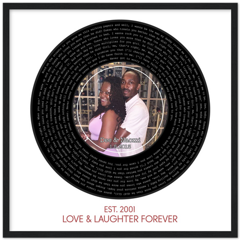 Vinyl -- Dee & Naomi 1.5.2013 -- Black framed 20x20 -- Gelato