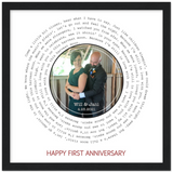 Song Record -- Black Framed Square/ 12''x12'' -- Will & Jani