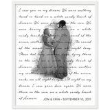 Music Lyrics Song -- White framed 16"x20" -- Jon & Erin