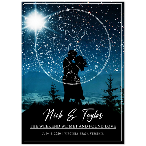 Star map -- Nick & Taylor July 4, 2020 -- 5x7 -- Gelato