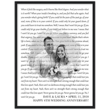 Lyrics Song -- Black Framed poster/ 18”x24” -- Dave & Laura April 11, 2018