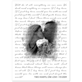 Music Lyrics Song -- Unframed  5''x 7'' -- Two Hearts, One Love