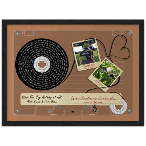 Cassettes-Tape Prints -- Black Framed poster/ 12”x16” -- Joe & Ellen 08052022