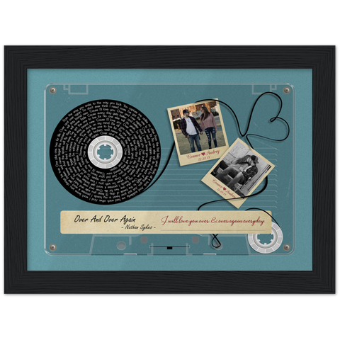 Cassettes-Tape Prints -- Black Framed poster / 6”x8” -- Connor & Audrey