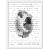 Music Lyrics Song -- White framed 12"x16" -- Mandela & Jaquada