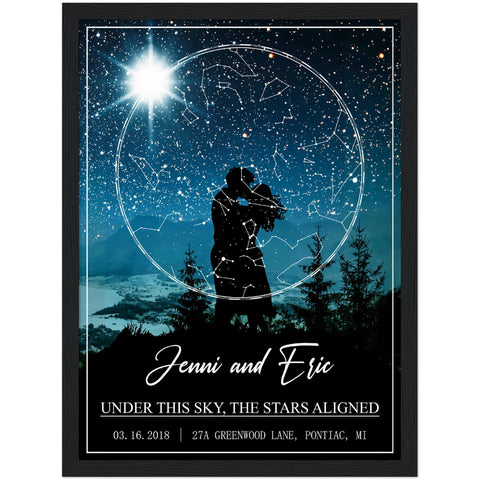 Gelato Premium Matte 12x16 Framed Poster - Star Map - Jenni & Eric