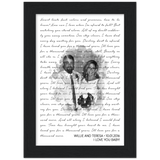 Lyrics -- Willie and Teresa 10/01/2016 -- Black framed 5x7 -- Gelato