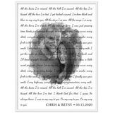 Lyrics -- Chris & Betsy 03.15.2020 -- White framed 24x32 -- Gelato