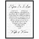 Lyrics -- Kyle & Kenna (I Guess I’m In Love) -- Black framed 18x24 -- Gelato