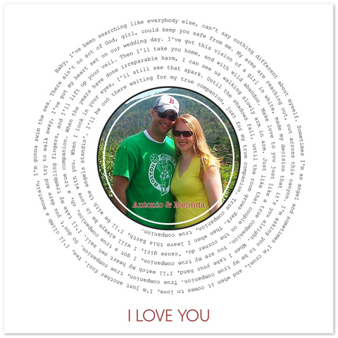 Vinyl -- Antonio & Melinda I love you -- 12x12 -- Gelato