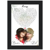 Lyrics -- Barbie & Rich 9/8/89 -- Black frame 5x7 -- Gelato
