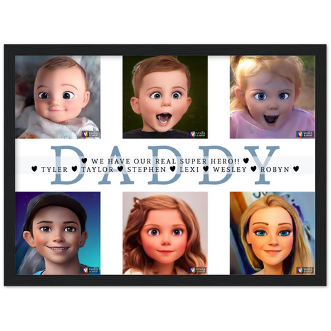Daddy Family -- Black Framed poster/ 12”x16” -- Tyler, Taylor, Stephen, Lexi, Wesley, Robyn